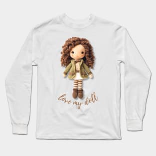 Handmade Wool Doll, Cozy and Cute - design 1 Long Sleeve T-Shirt